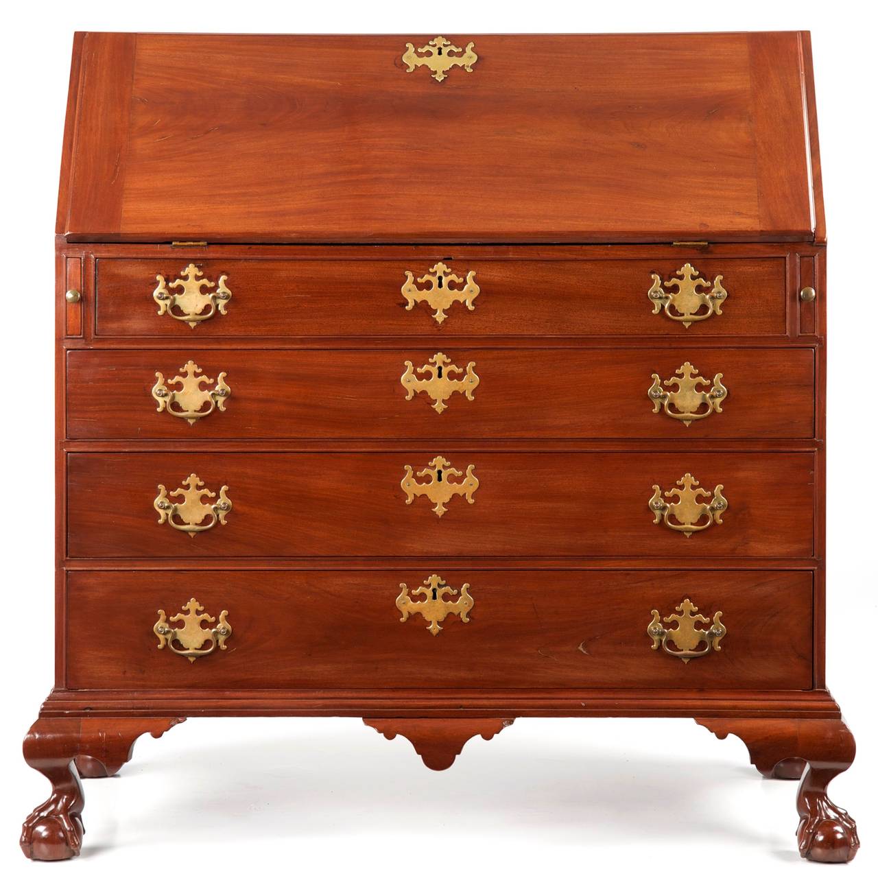 Fine American Chippendale Ball And Claw Antique Slant Front Desk Exceptional American Chippendale Gany Slant Front Desk Over Claw Feet M Or Boston Massachusetts C