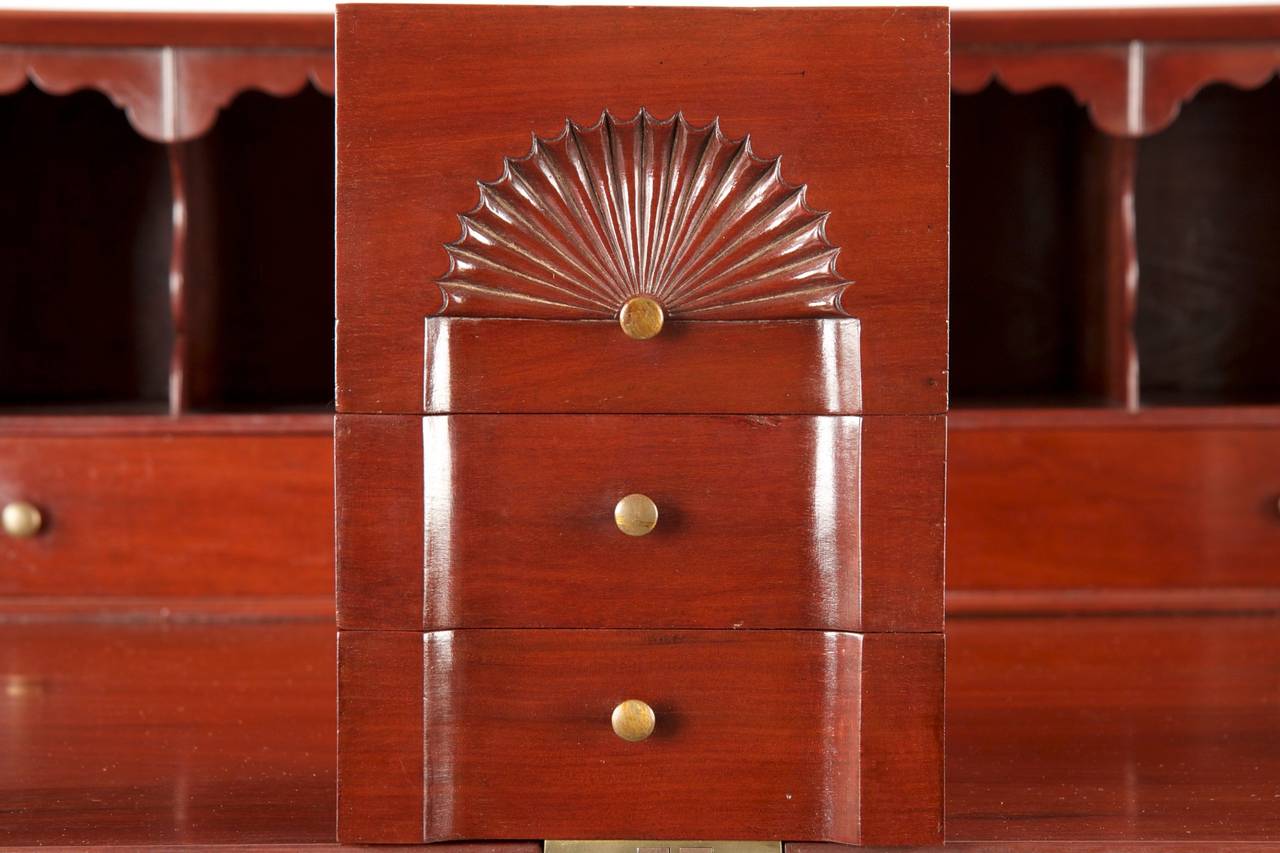 Mahogany Fine American Chippendale Ball and Claw Antique Slant Front Desk, Massachusetts