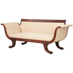 American Classical Style Carved Mahogany Used Sofa in Duncan Phyfe Manner