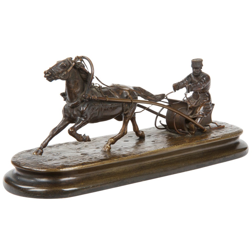 Bronze Equestrian Sculpture Group after a Model by Yakovlevich Grachev c. 1880