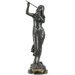 Edouard Drouot Art Nouveau français Sculpture en bronze de la "Muse des Bois" c. 1900