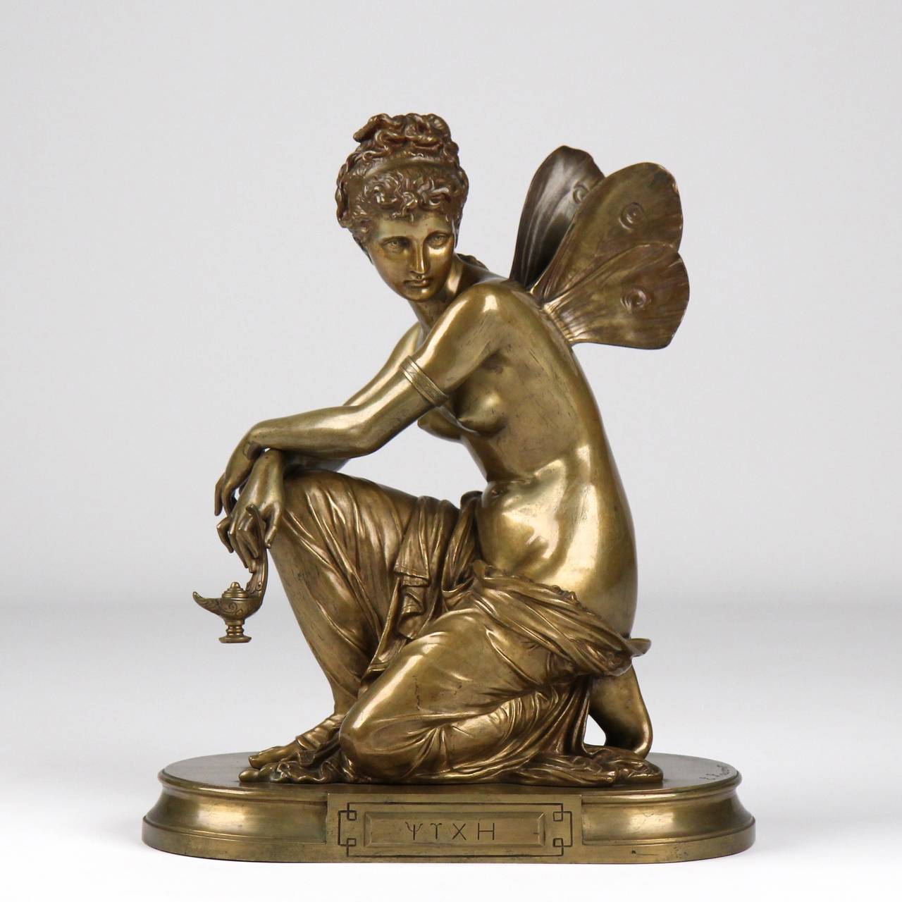 Eugene Laurent (French, 1832-1898) Gilt Bronze Sculpture of Psyche c.  1886-1900 at 1stDibs