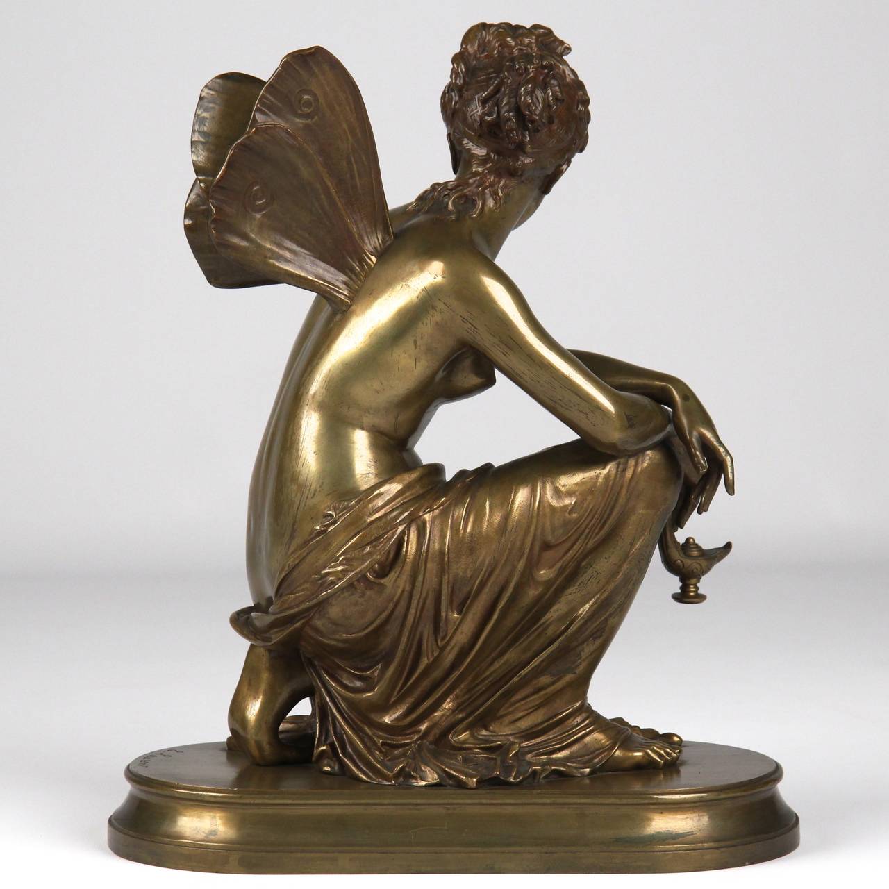 19th Century Eugene Laurent (French, 1832-1898) Gilt Bronze Sculpture of Psyche c. 1886-1900