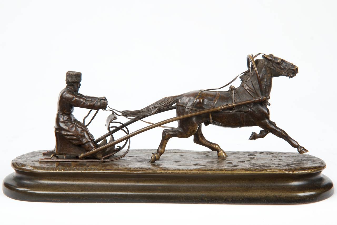 Bronze Equestrian Sculpture Group after a Model by Yakovlevich Grachev c. 1880 1