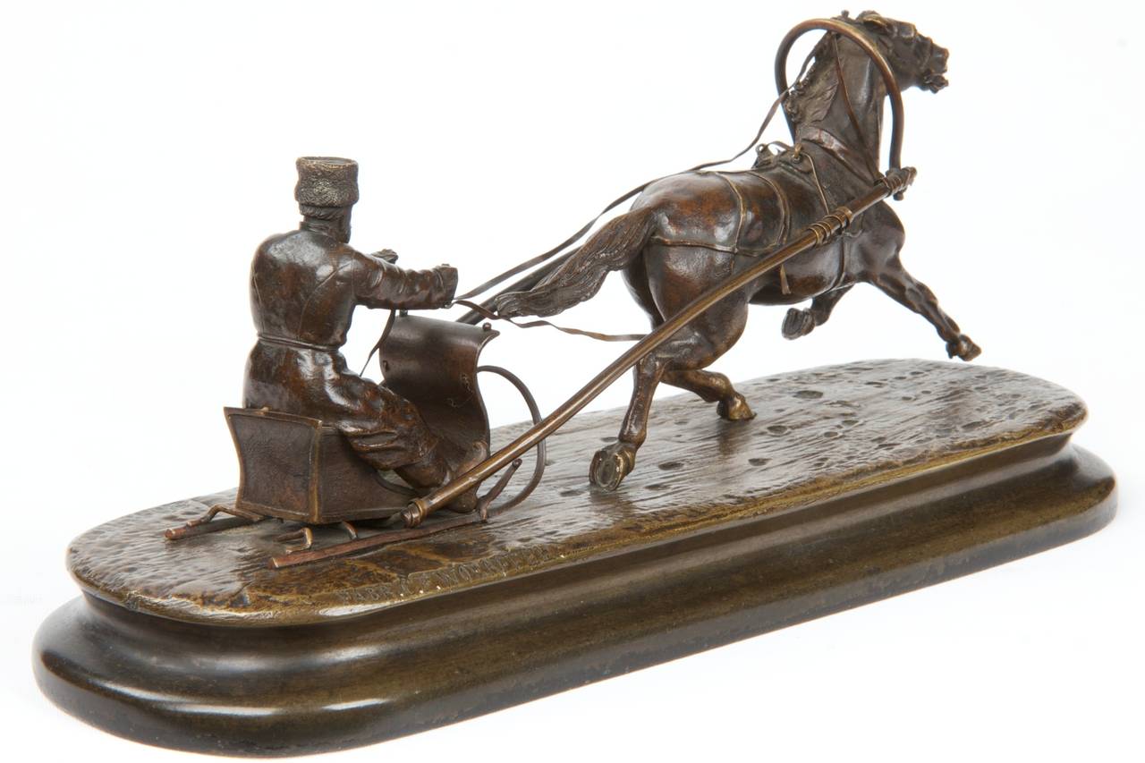 Bronze Equestrian Sculpture Group after a Model by Yakovlevich Grachev c. 1880 2