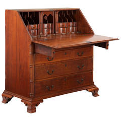 American Chippendale Walnut Antique Slant Front Desk, Chester County, PA c. 1807