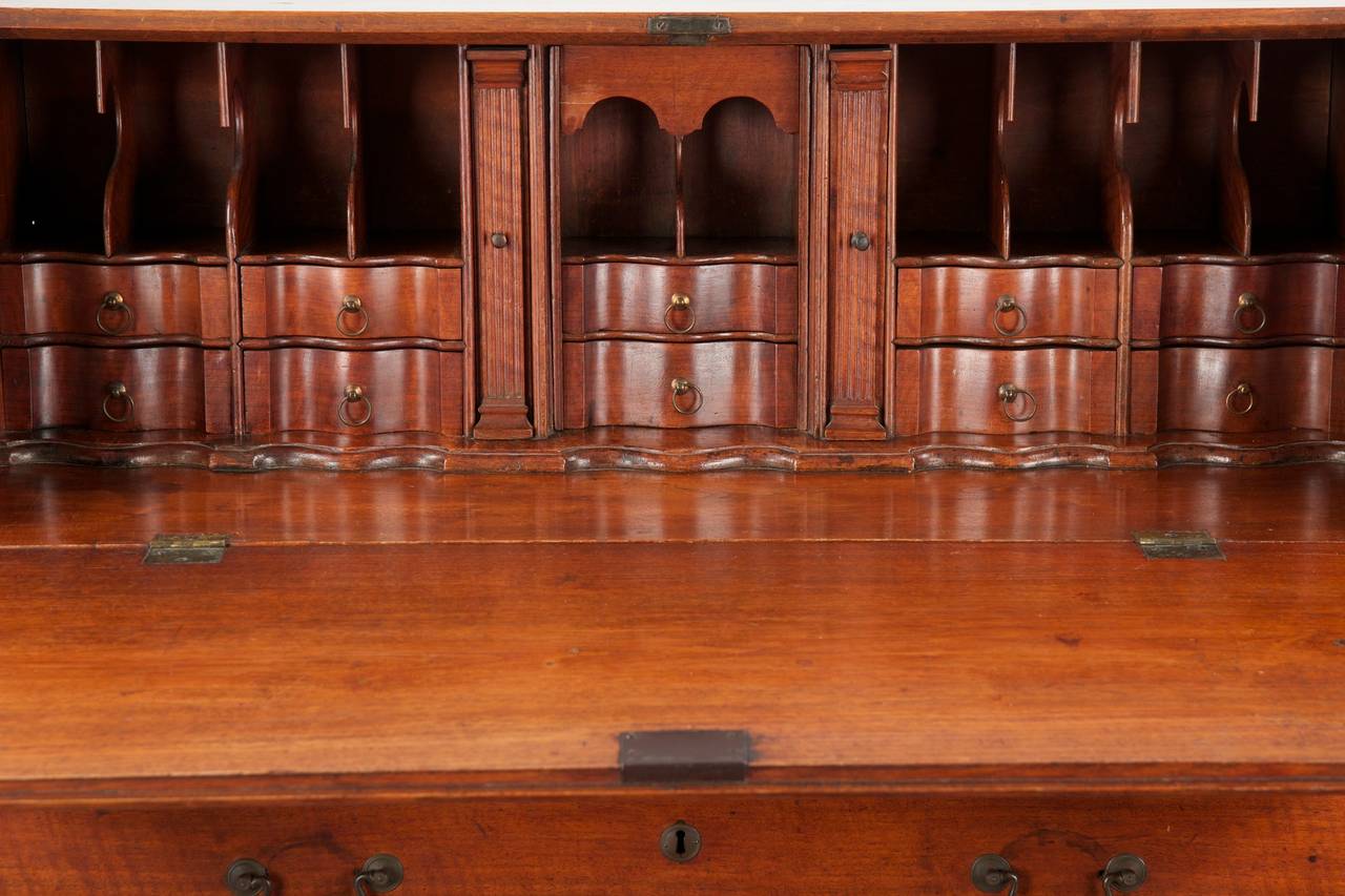 Poplar American Chippendale Walnut Antique Slant Front Desk, Chester County, PA c. 1807