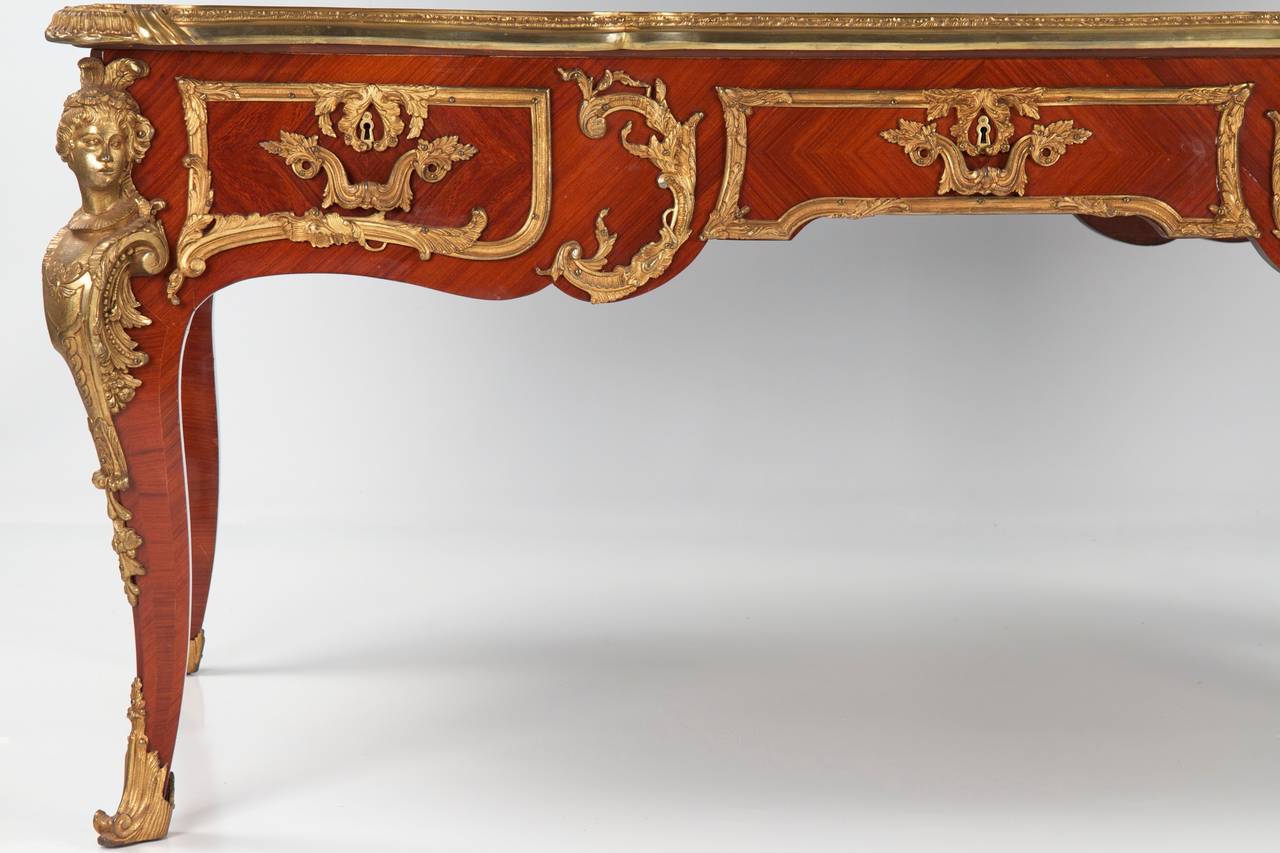 French Louis XV Style Ormolu Mounted Kingwood Bureau Plat, 20th Century 2