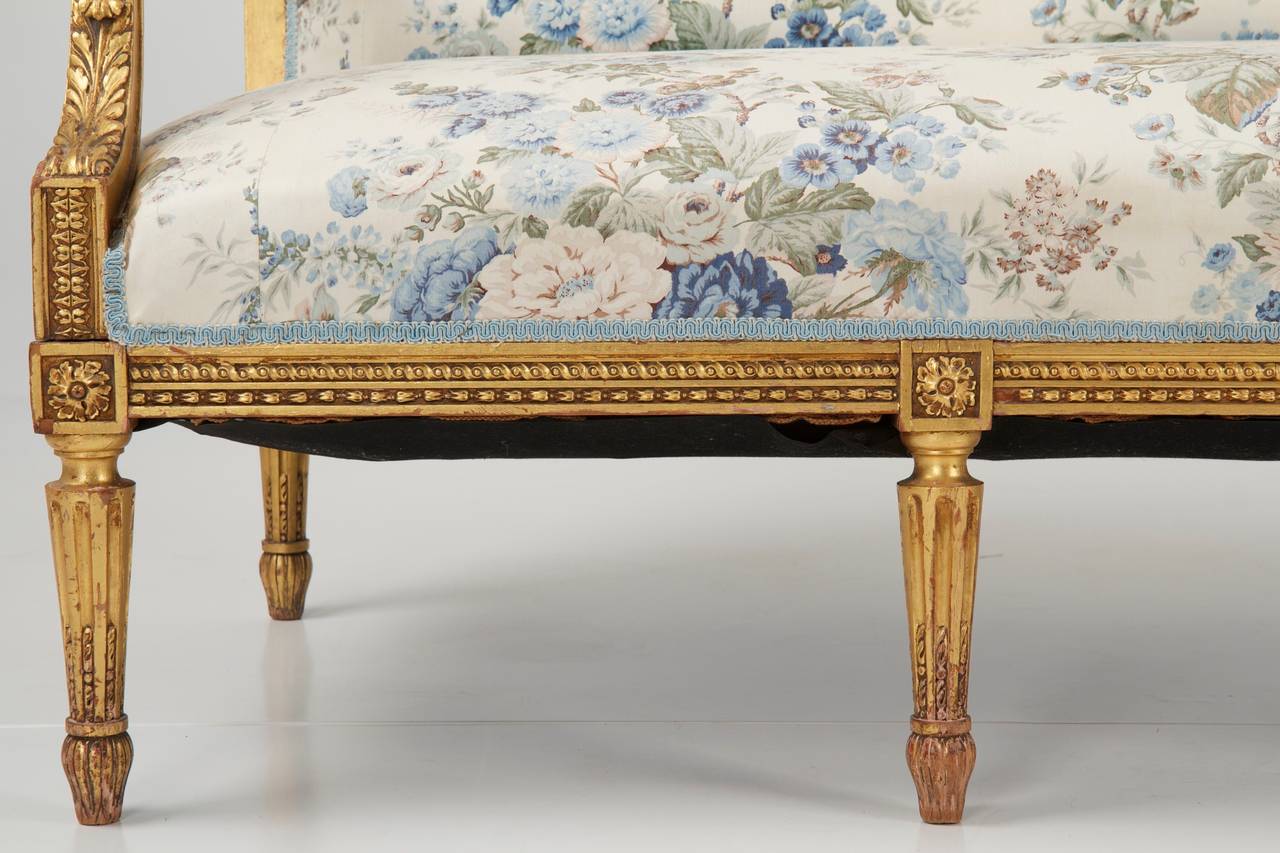 French Louis XVI Style Hand Carved Gold Giltwood Sofa, Settee or Canap —  The Art of Antiquing