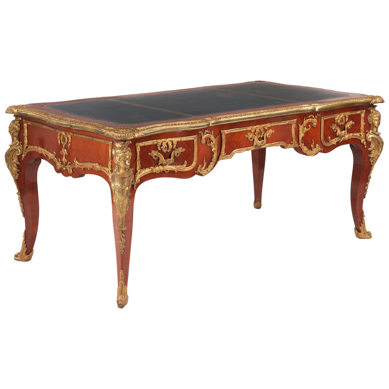 French Louis XV Style Ormolu Mounted Kingwood Bureau Plat, 20th Century