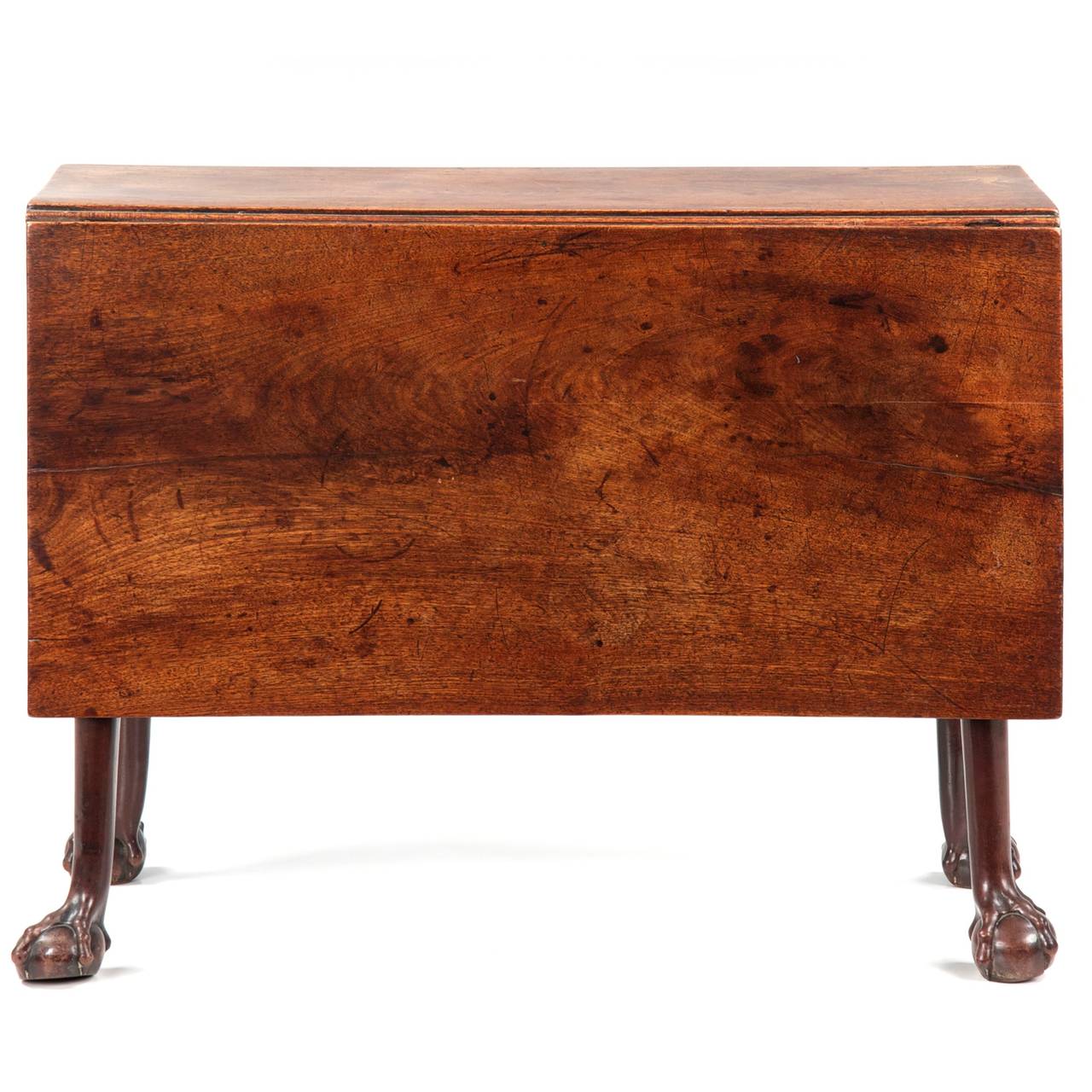 English George II Ball and Claw Antique Drop Leaf Table, Mid 18th Century