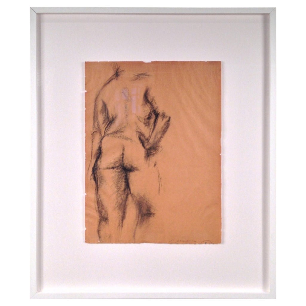 Female Charcoal Nude Study on Paper, 1920 For Sale