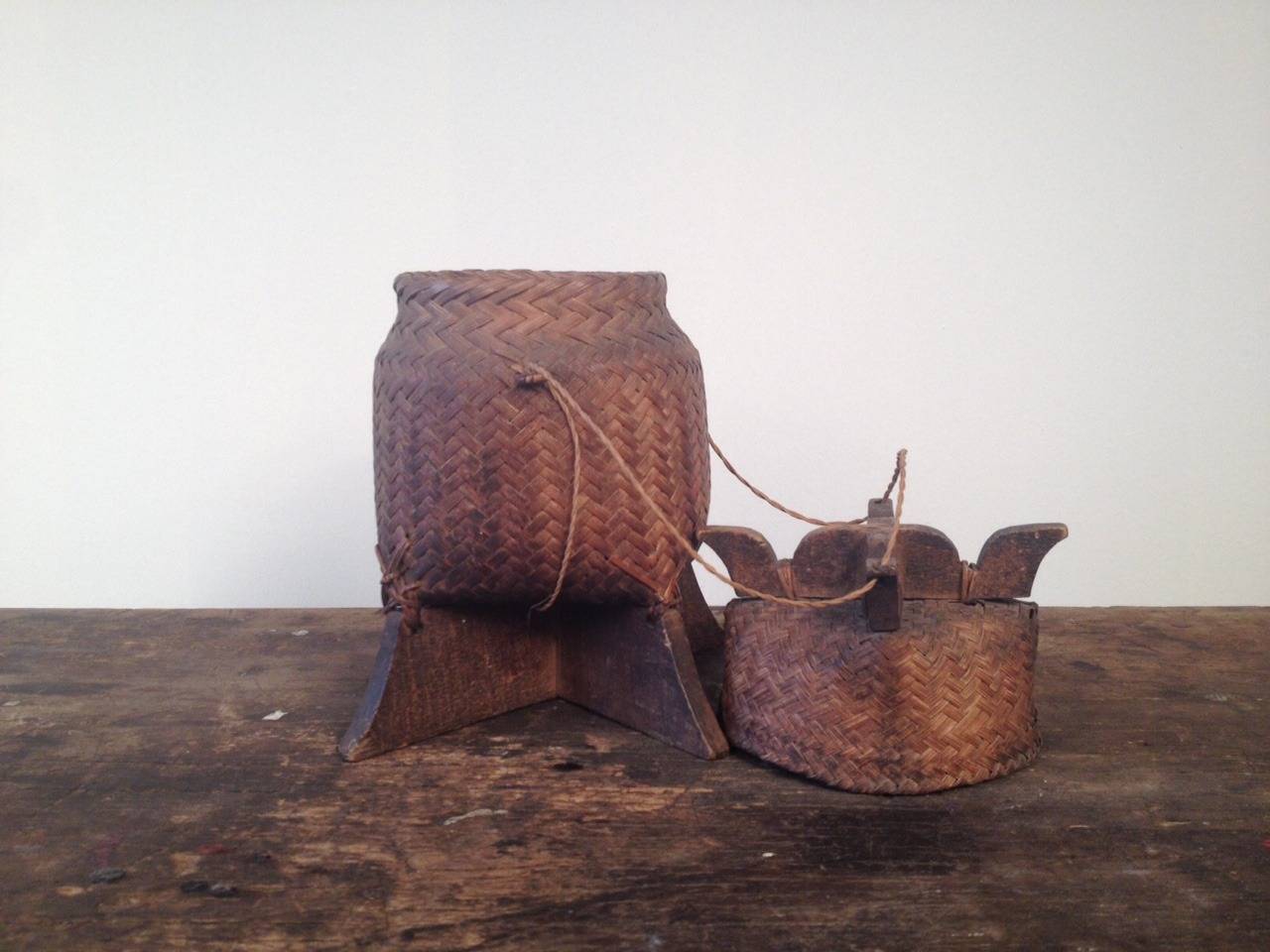 Antique Lidded Basket