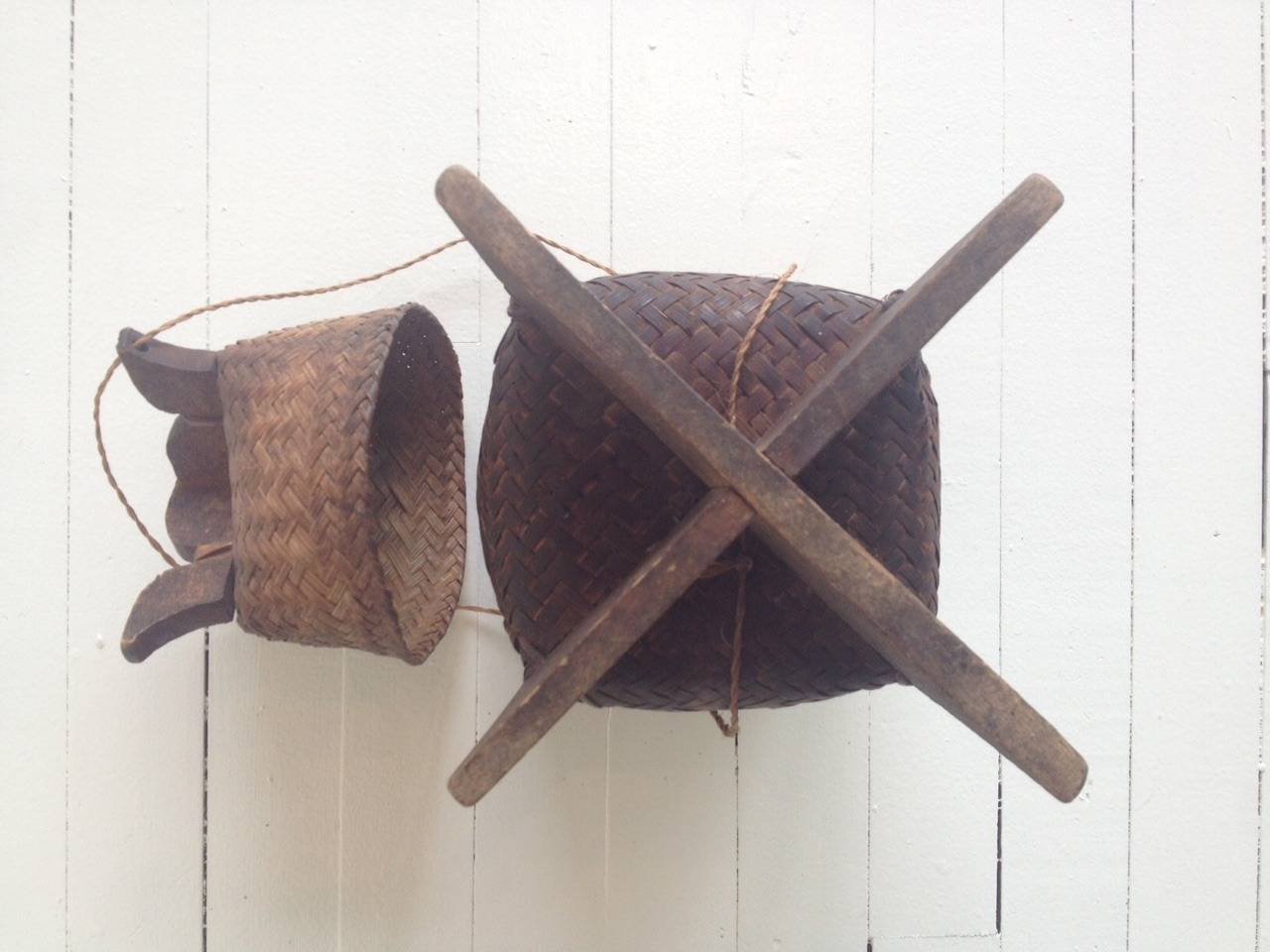 Indonesian Antique Lidded Basket For Sale