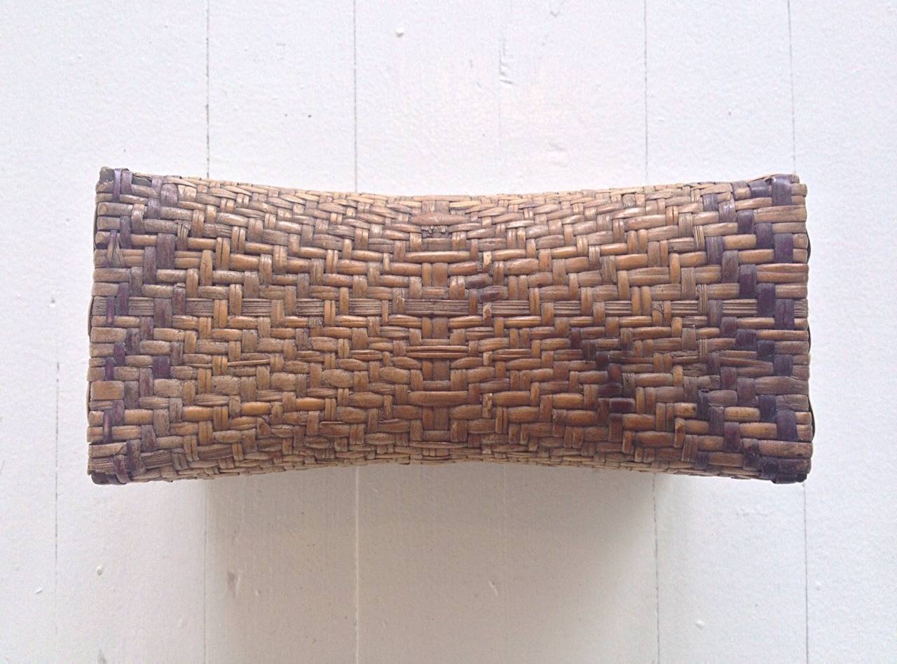 Late 19th century Qing dynasty, small woven split bamboo pillow.