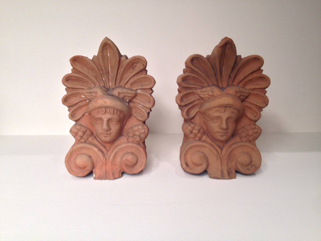 Athenian Terracotta Pair of Antefixes