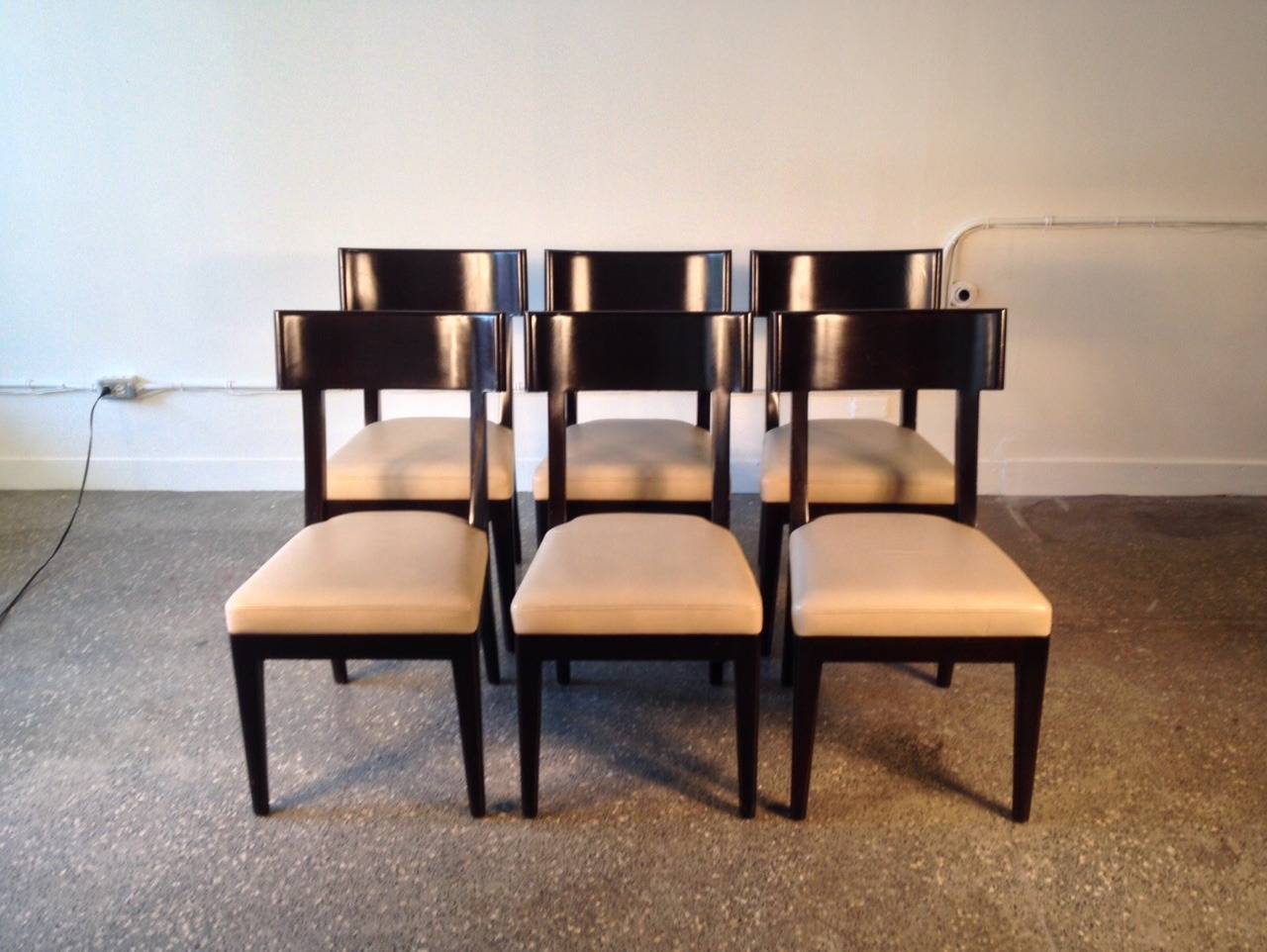 Late 20th Century Set of Six Dining Chairs in Leather by Christian Liaigre for Holly Hunt