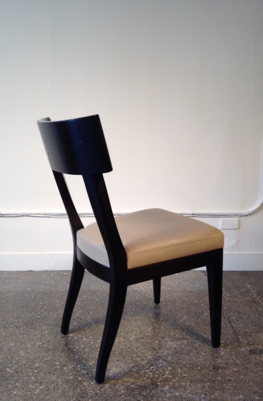 Ebonized Set of Six Dining Chairs in Leather by Christian Liaigre for Holly Hunt
