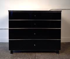 Modern Black Laminated and Mirrored Dresser