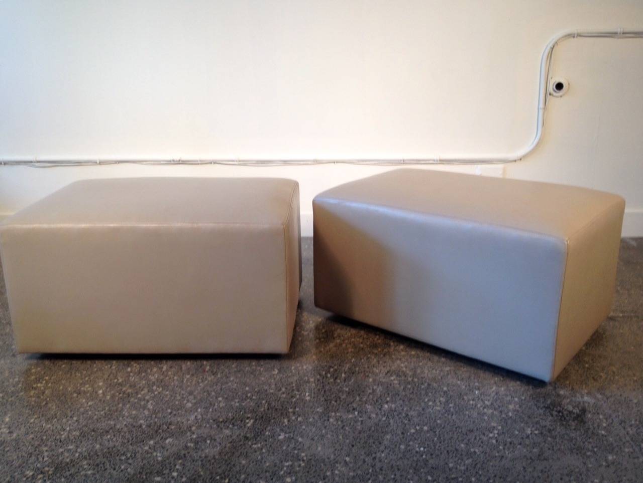 Pair of Leather Custom Ottomans, Christian Liaigre Attributed In Excellent Condition In By Appointment Only, Ontario