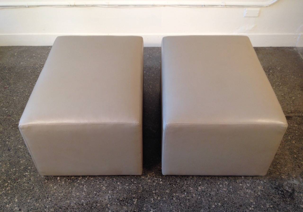 Contemporary Pair of Leather Custom Ottomans, Christian Liaigre Attributed