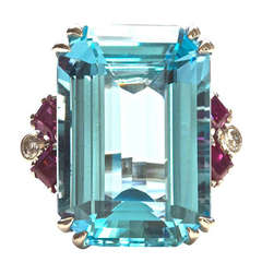 Aquamarine Ruby Diamond Ring
