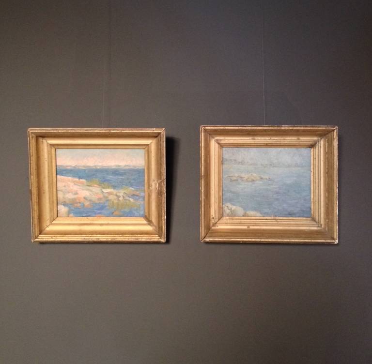 American Pair of Coastal New England Oil Sketches For Sale