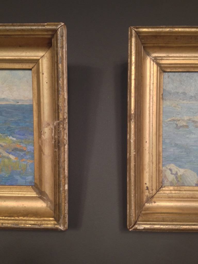 Pair of Coastal New England Oil Sketches In Good Condition For Sale In By Appointment Only, Ontario