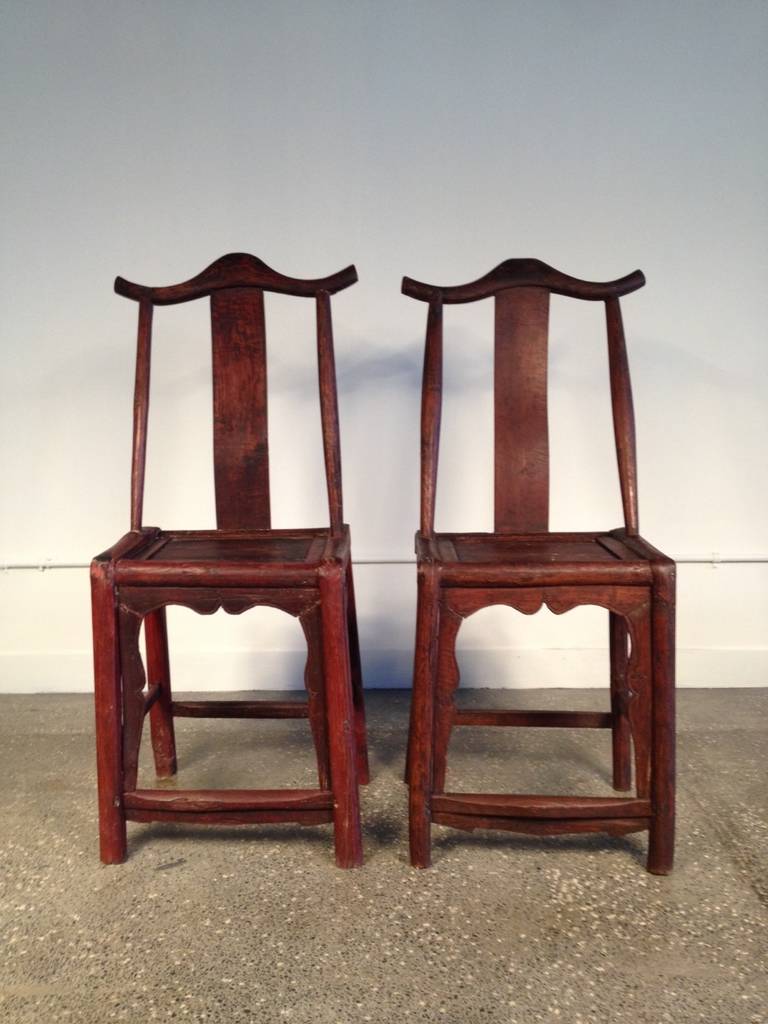 A pair of 19th century Chinese elmwood and willow bentwood chairs. 
19th century, Northern China.