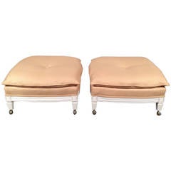 Pair of Upholstered Ottomans on Casters