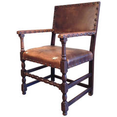 Antique Leather Hall Chair