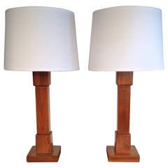 Pair of Midcentury Teak Lamps