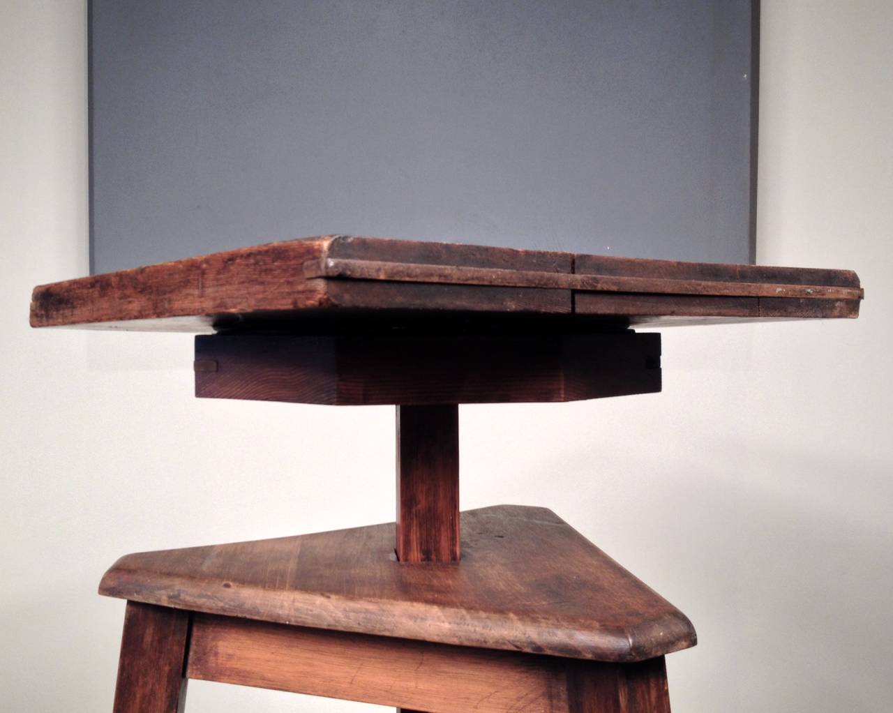 Metal French Oak Sculptor's Stand/ Table with Revolving Top For Sale