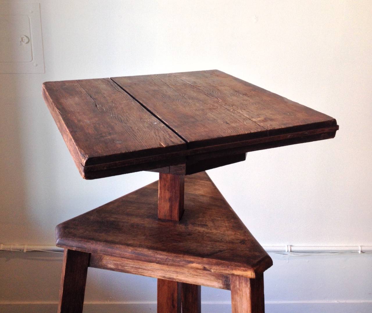 French Oak Sculptor's Stand/ Table with Revolving Top For Sale 1