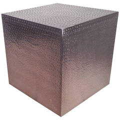 Metalwork Cube in the Manner of Paul Evans
