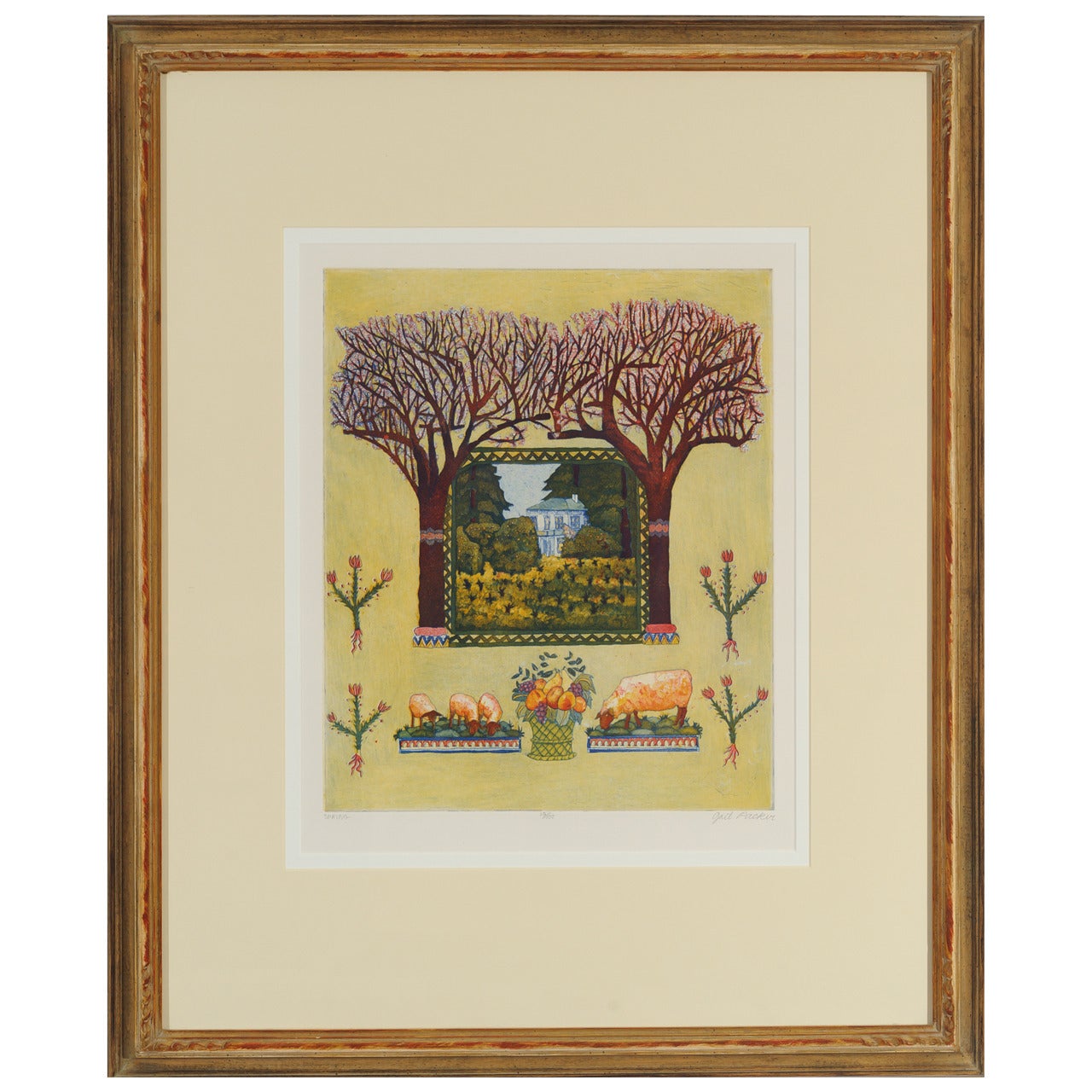 California Wine Country  Original Lithograph "Spring" For Sale