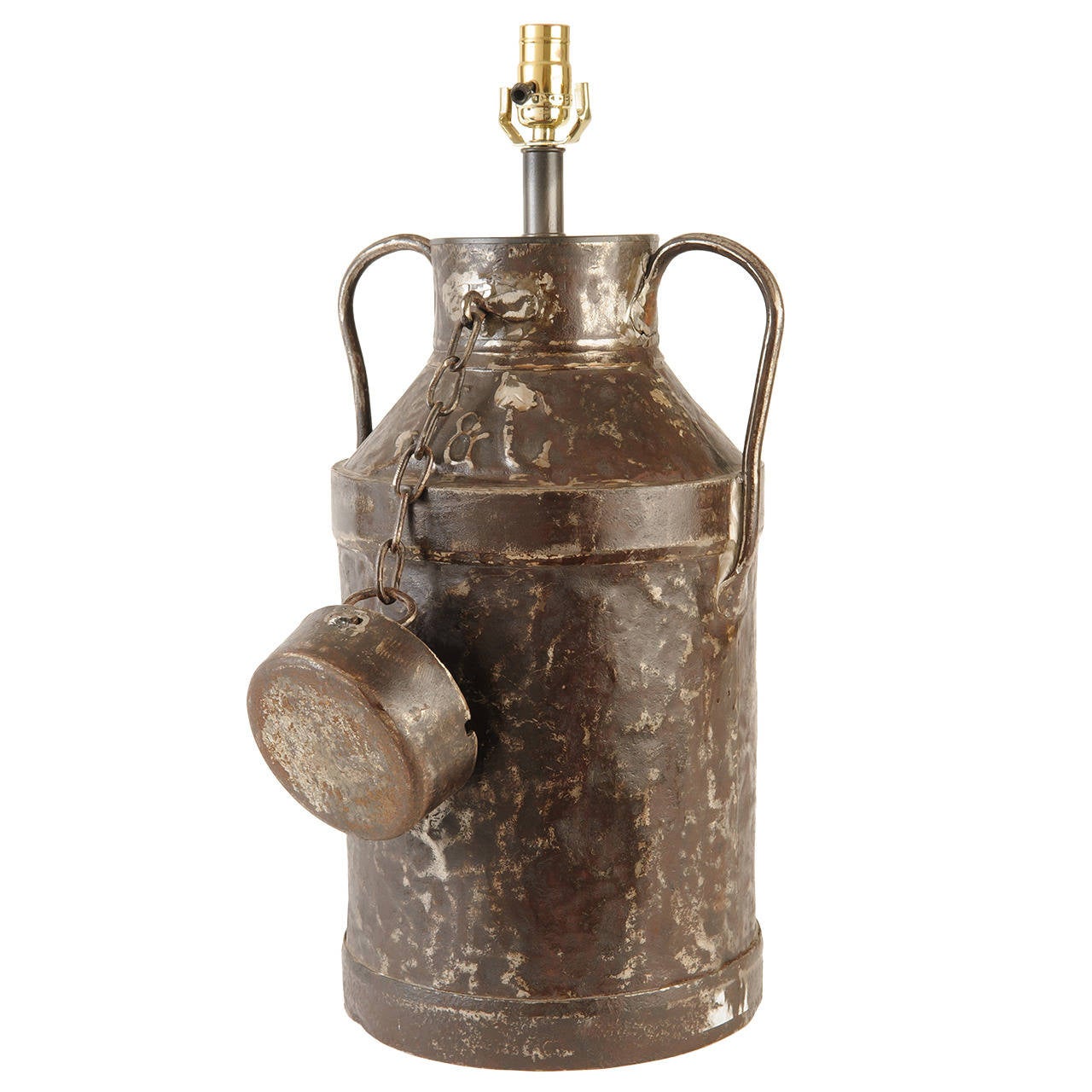 Pair of Metal French Milk Can Lamps For Sale at 1stdibs