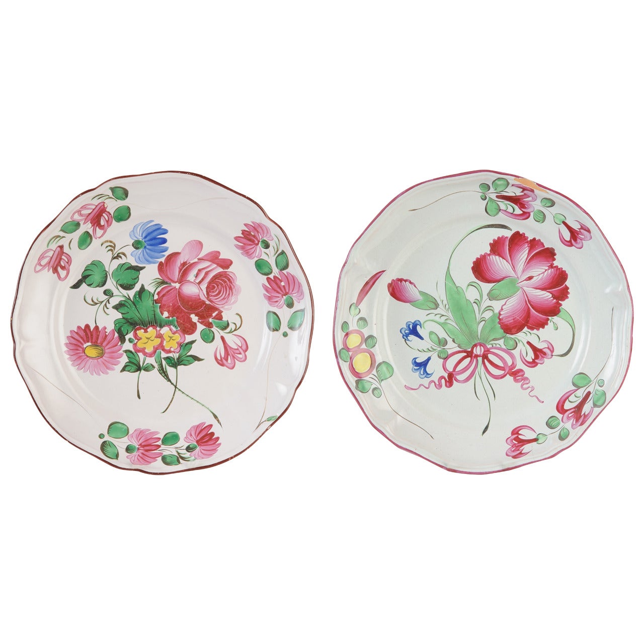 18th C French Luneville Faience Plates, Pair