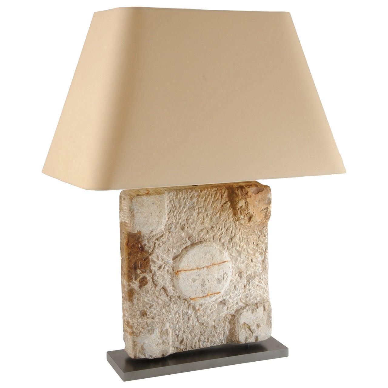 Stone Architectural Element, Roman Column Base Lamp For Sale