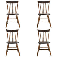 Antique 19th Century Country Windsor Chairs, Set of Four