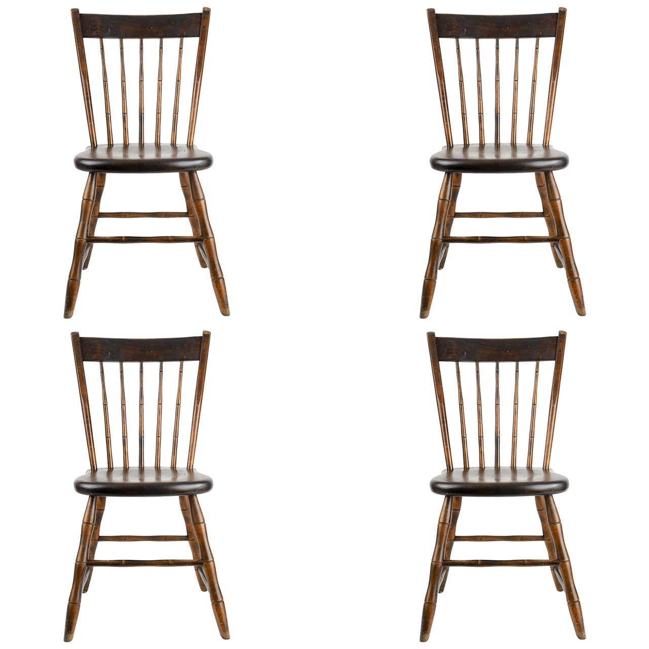 19th Century Country Windsor Chairs, Set of Four