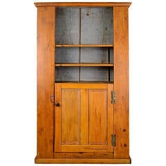 18th Century American Pine Slant Back Cupboard