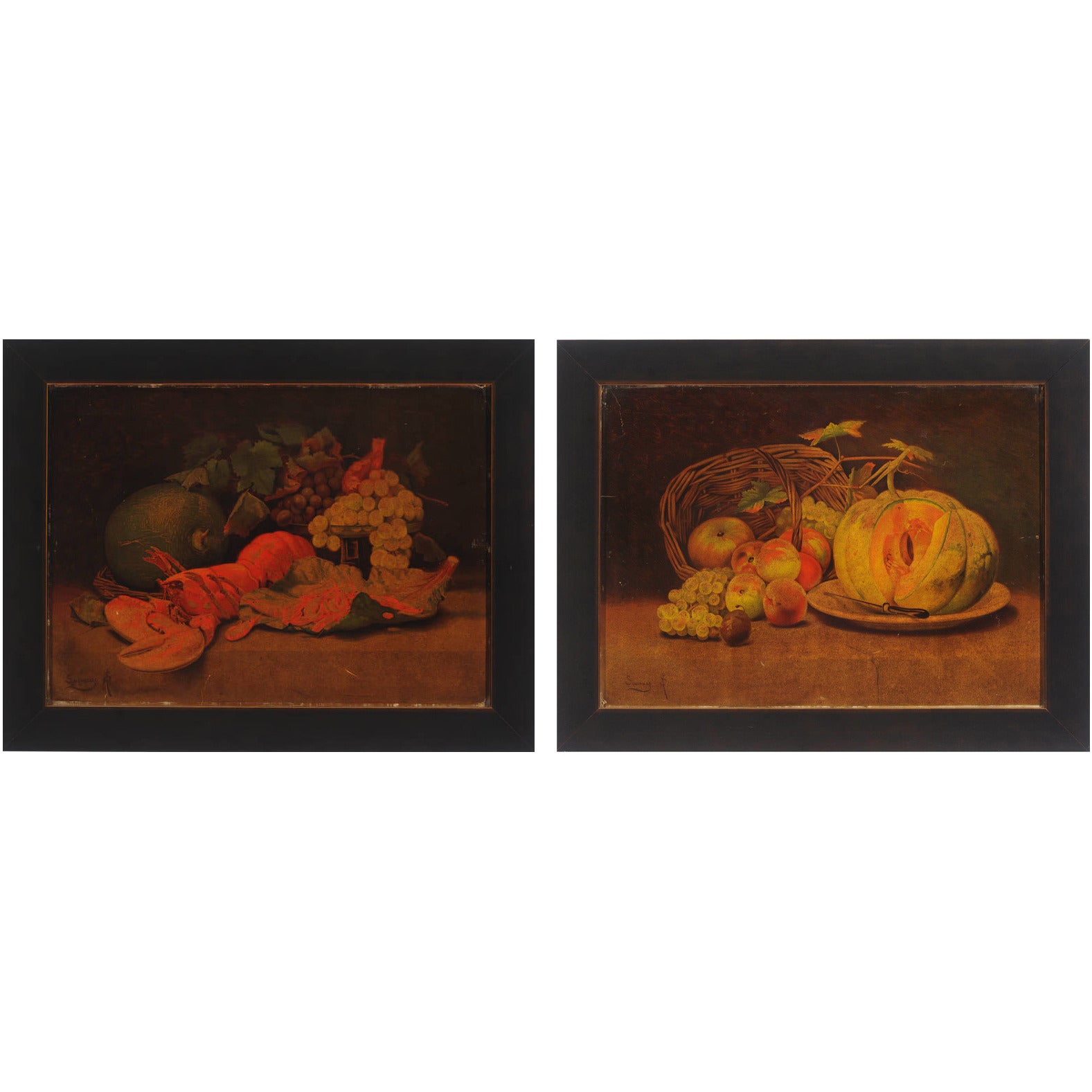 Paire de peintures de nature françaises du 19ème siècle en vente