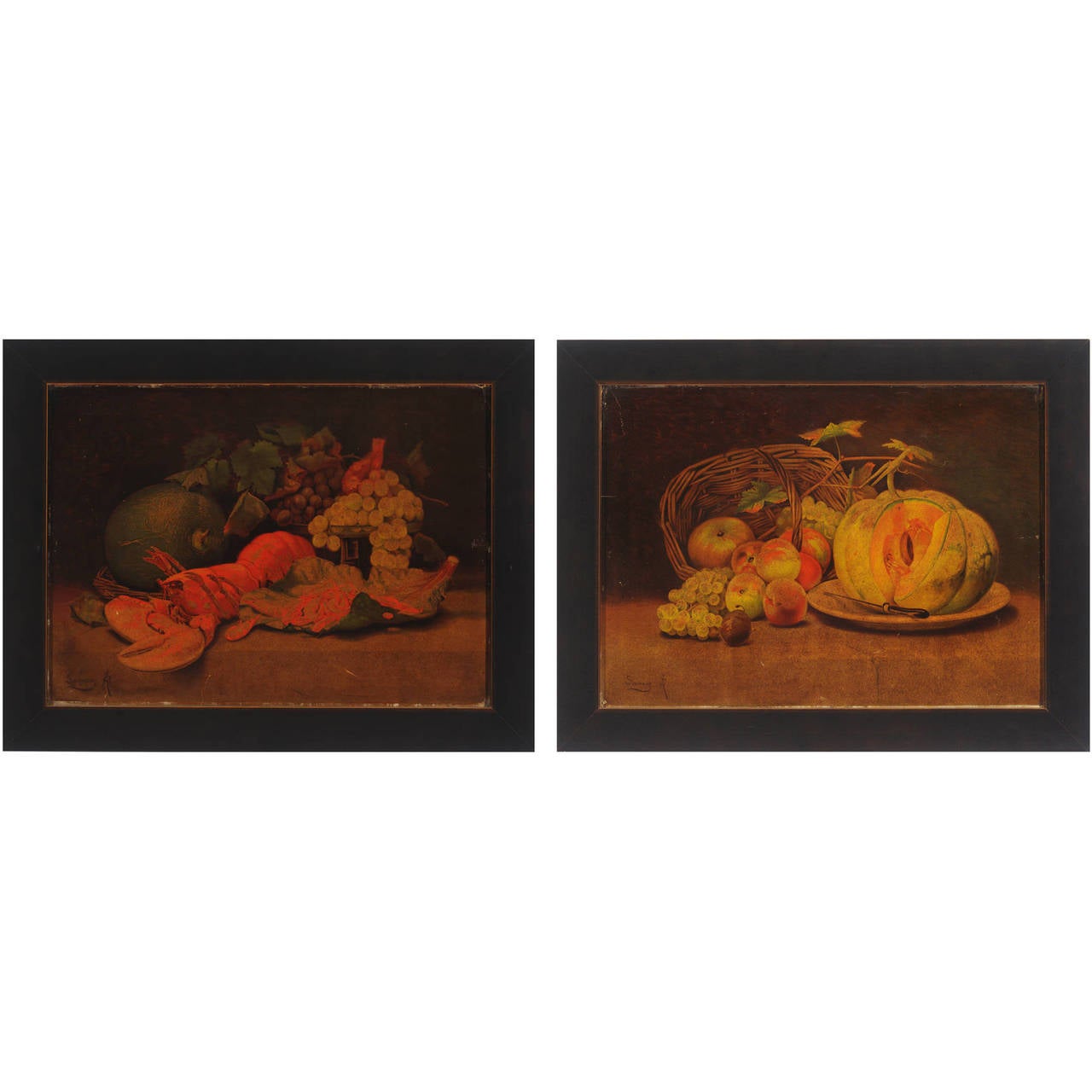 Pair of 19th C French Nature Paintings