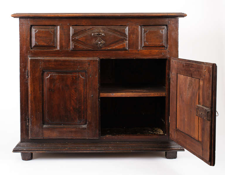French Period Louis XIII Oak Buffet with Bold Hand-Carved Detail