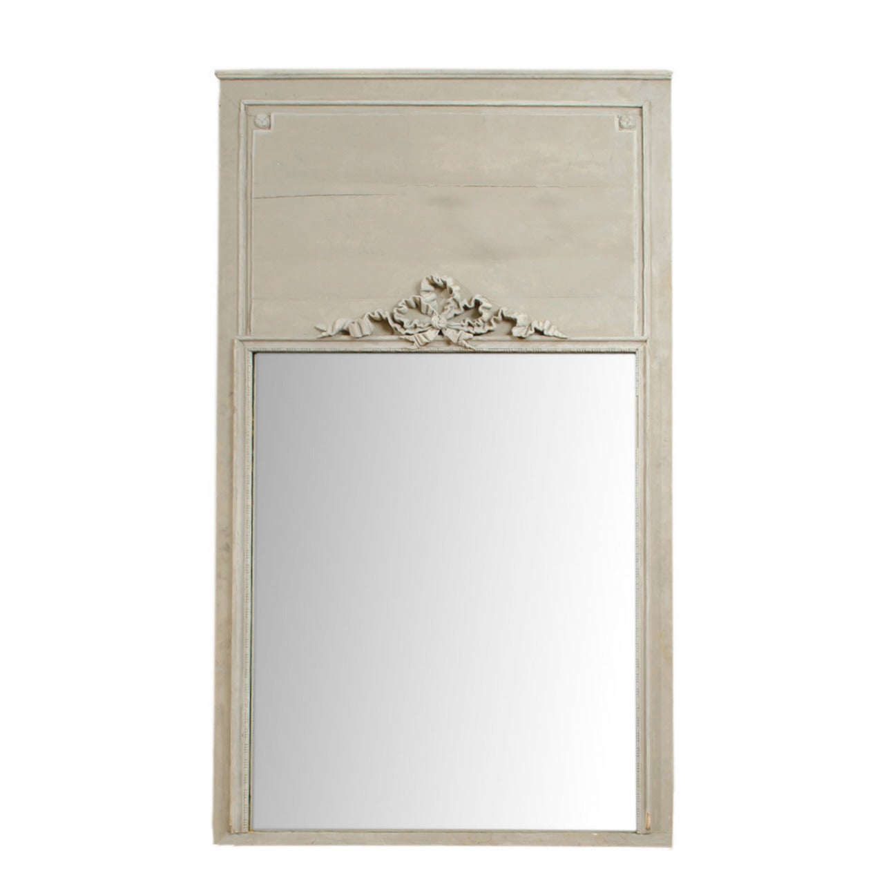 Grand Scale Louis XVI Painted Trumeau Mirror For Sale