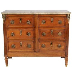 Louis XVI Style Marble Top Commode with Bronze Fittings