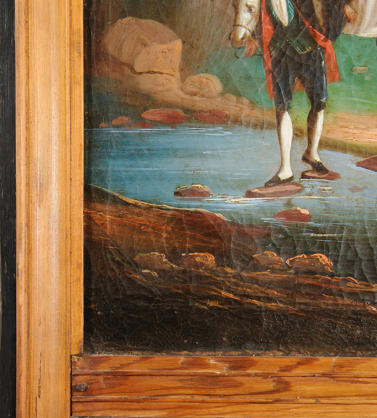 Français Miroir Trumeau du 18ème siècle avec peinture à l'huile italienne sur toile en vente