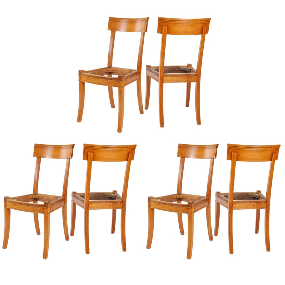 Set of Six Directoire Dining Chairs