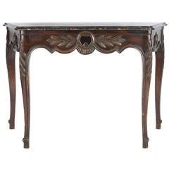 Antique 18th Century Louis XV Console Table with Black Marble Top